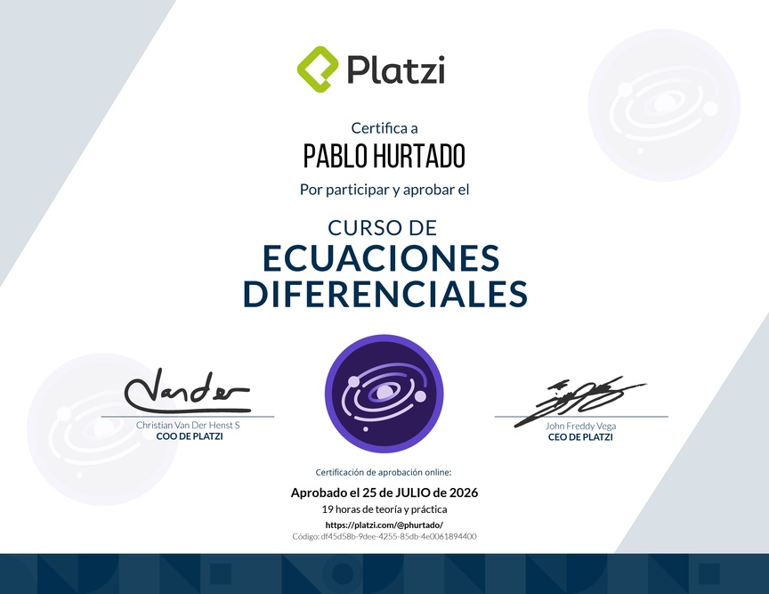 Diploma del Curso de Ecuaciones Diferenciales
