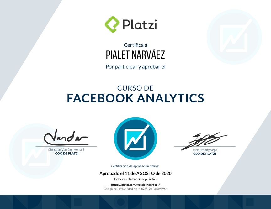 Diploma del Curso de Facebook Analytics