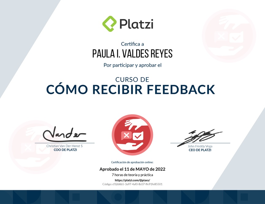 Diploma de Audiocurso de Cómo Recibir Feedback
