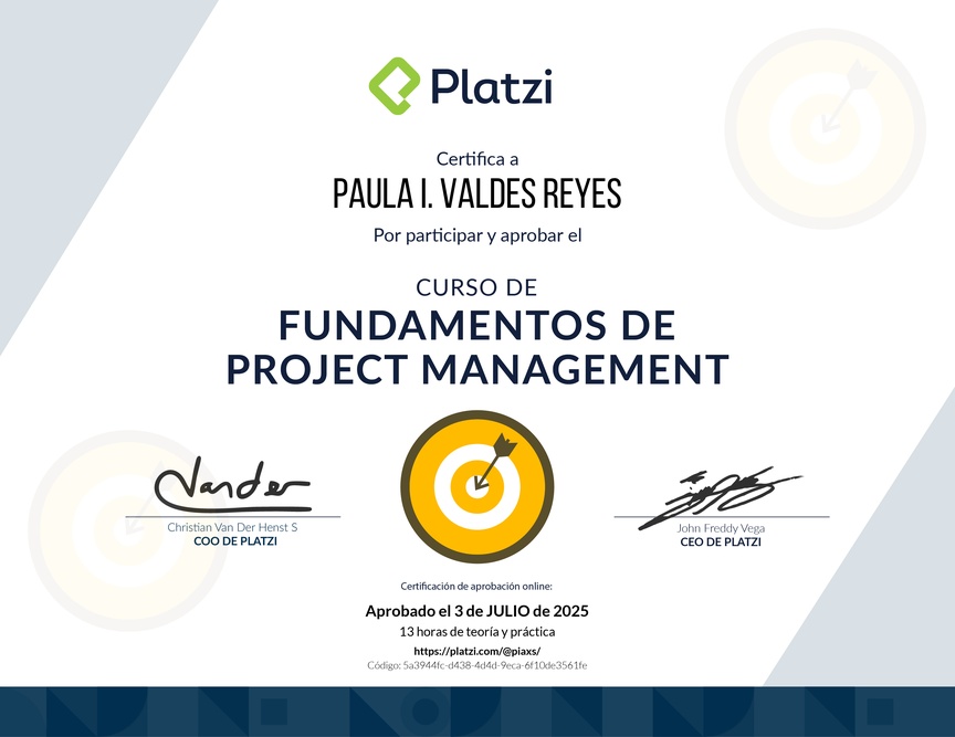 Diploma del Curso de Fundamentos de Project Management
