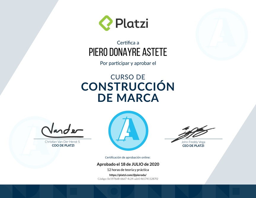 Diploma del Curso de Construcción de Marca