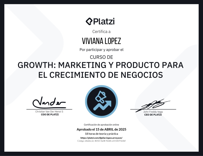 Diploma del Curso de Growth: Marketing y Producto para el Crecimiento de Negocios