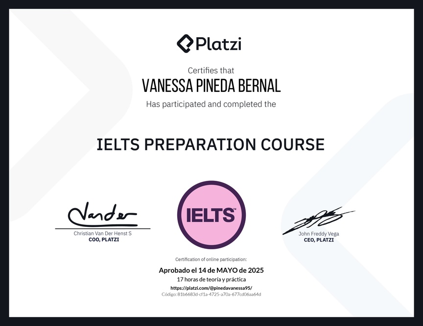 Diploma del Curso de Preparación para IELTS
