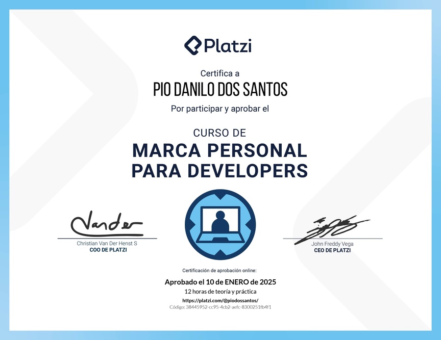 Diploma del Curso de Marca Personal para Developers