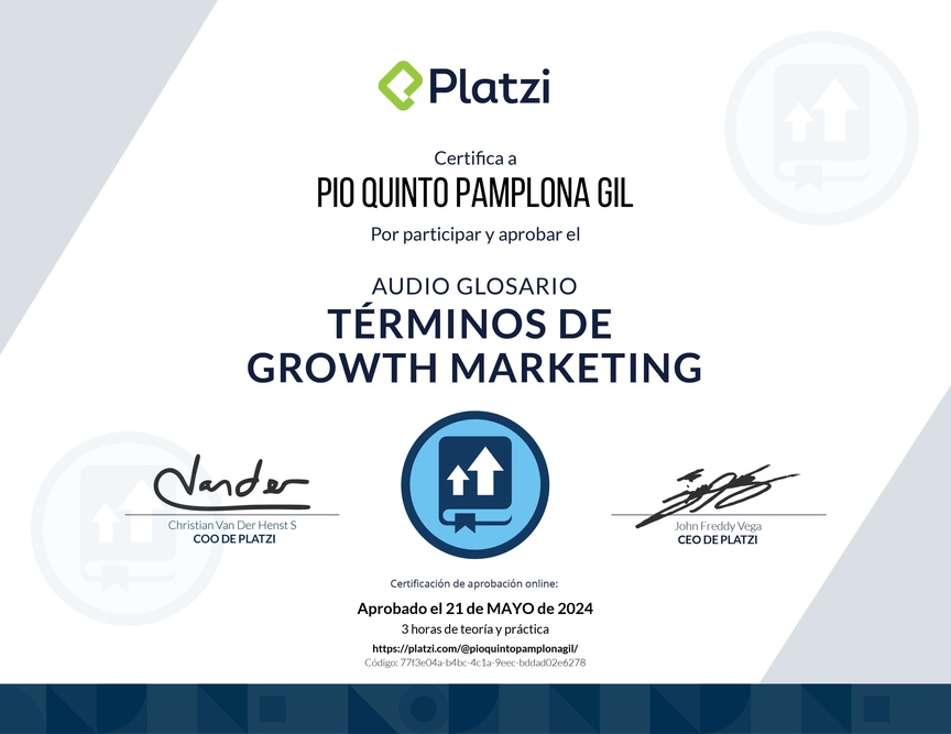 Diploma de Audioglosario: Aprende los Términos Básicos de Growth Marketing