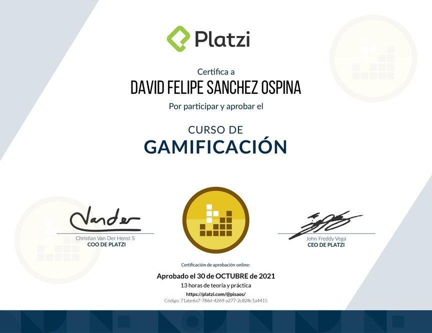 Diploma del Curso de Gamificación