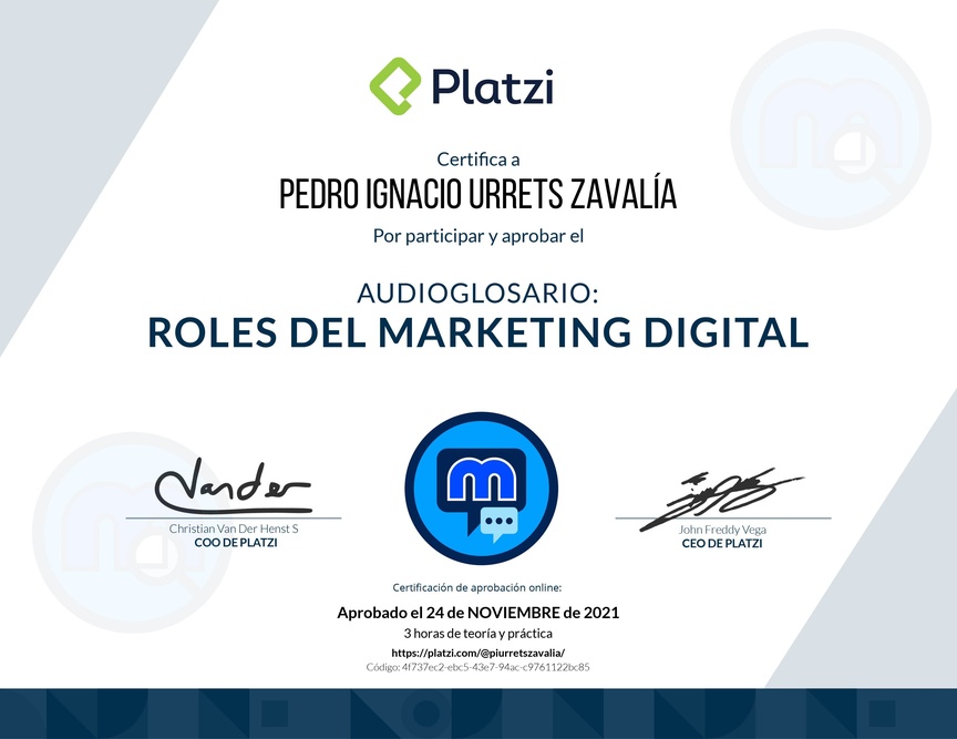 Diploma de Audioglosario: Roles en Marketing Digital
