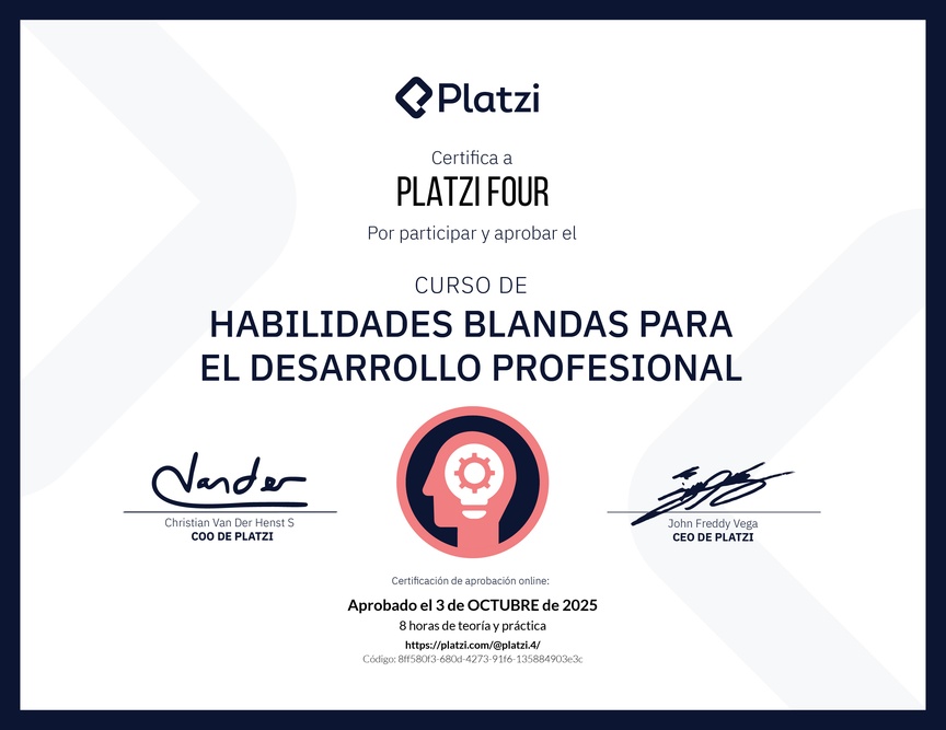 Diploma del Curso de Habilidades Blandas para el Desarrollo Profesional