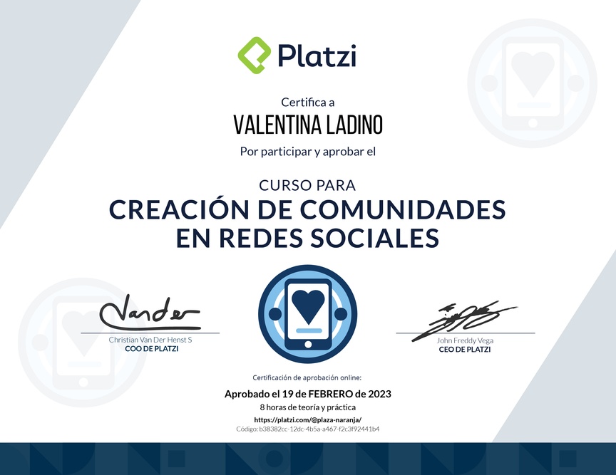 Diploma del Curso de Construcción de Comunidades en Redes Sociales