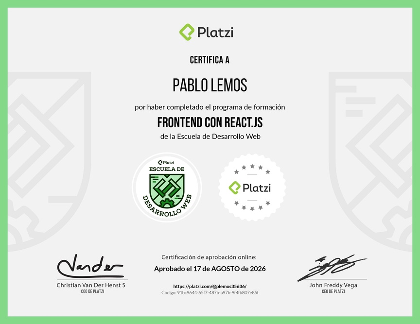 Diploma de la Ruta de Aprendizaje de Frontend con React.js