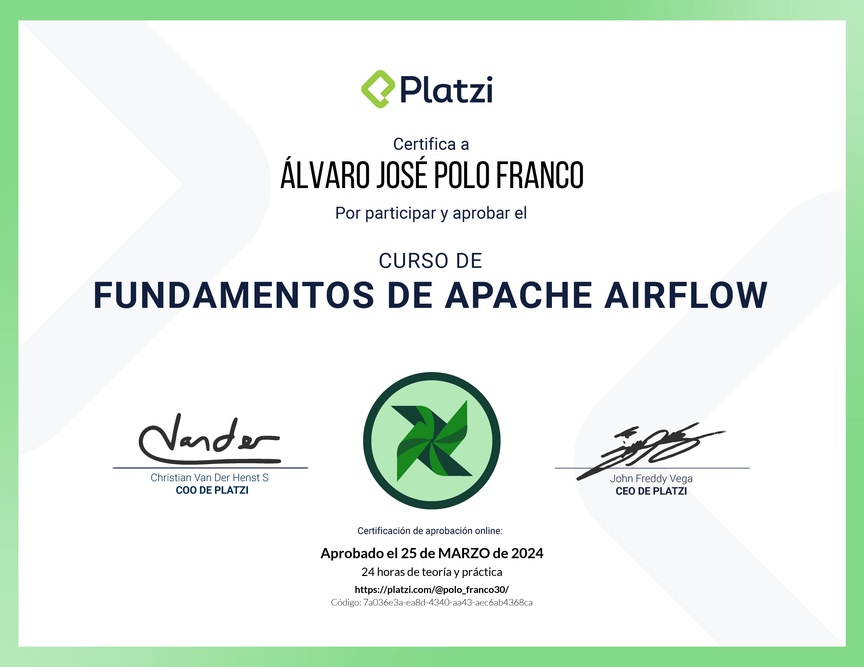 Diploma del Curso de Fundamentos de Apache Airflow