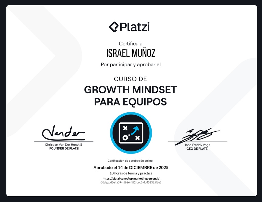 Diploma del Curso de Growth Mindset para Equipos