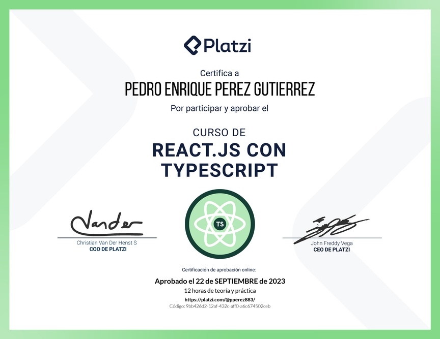 Diploma del Curso de React.js con TypeScript