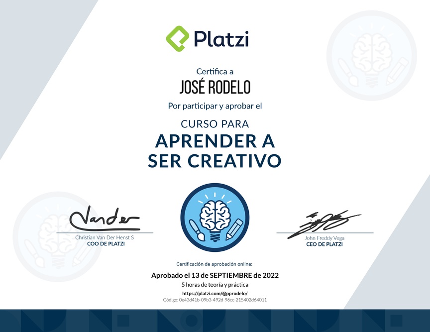 Diploma del Curso para despertar tu Creatividad