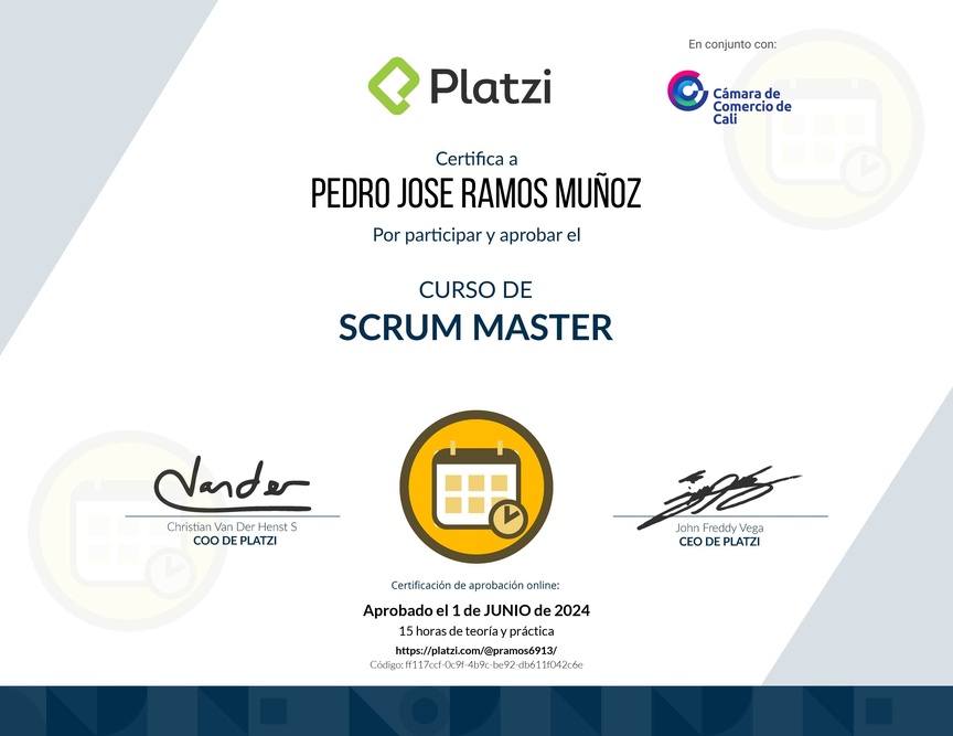 Diploma del Curso de Scrum Master