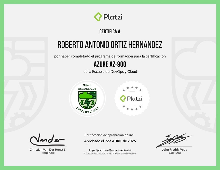 Diploma de la Ruta de Aprendizaje de Certificación Microsoft Azure AZ-900