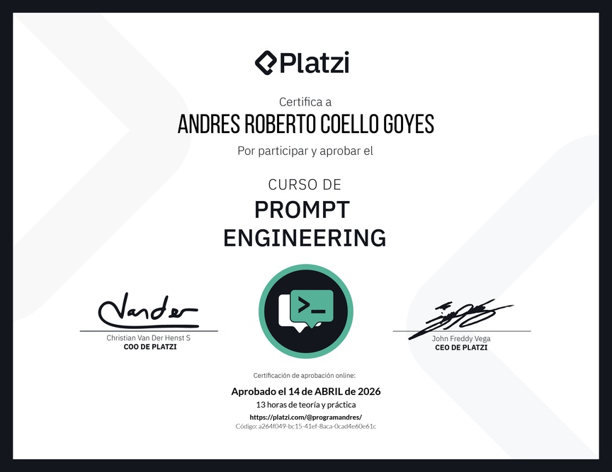 Diploma del Curso de Prompt Engineering