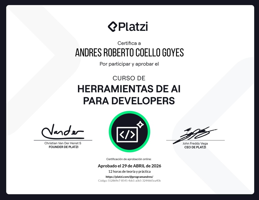Diploma del Curso de Herramientas de AI para Developers