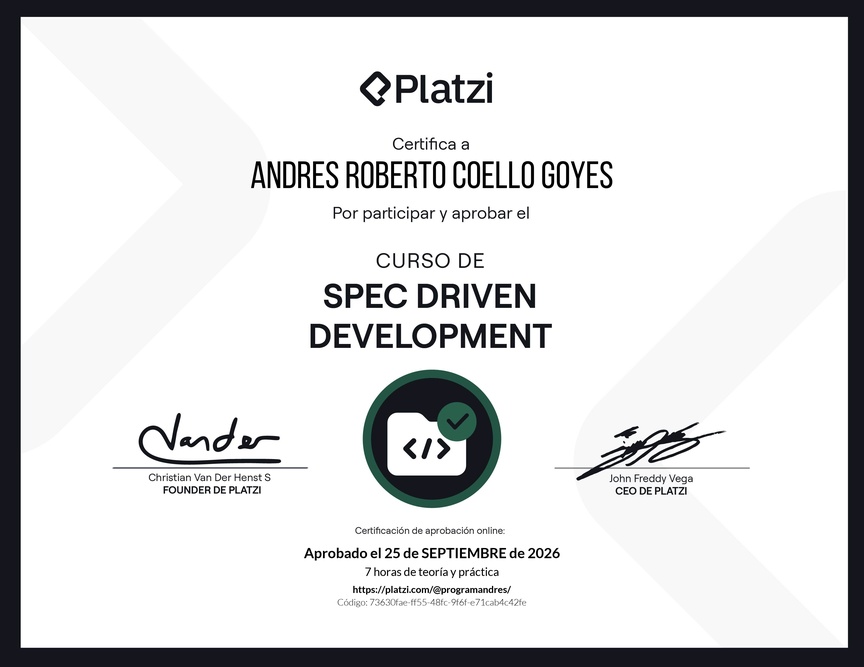 Diploma del Curso de Spec Driven Development