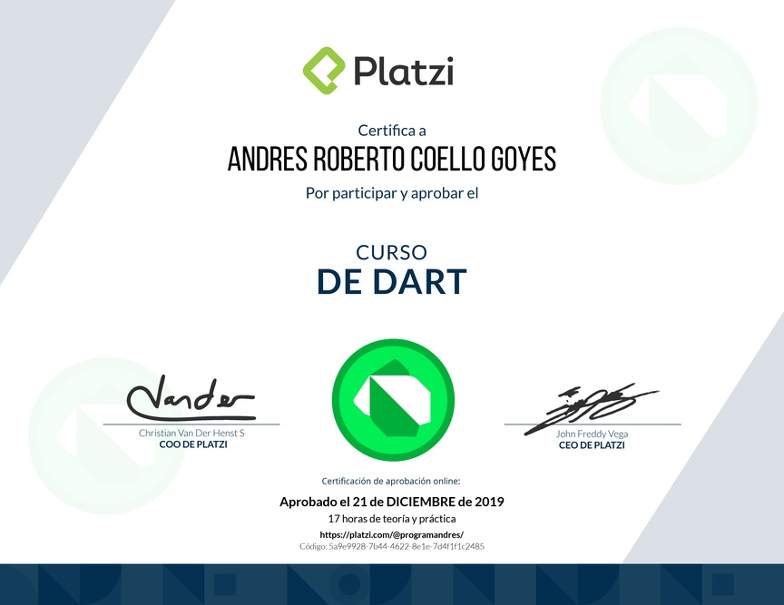 Diploma del Curso de Dart