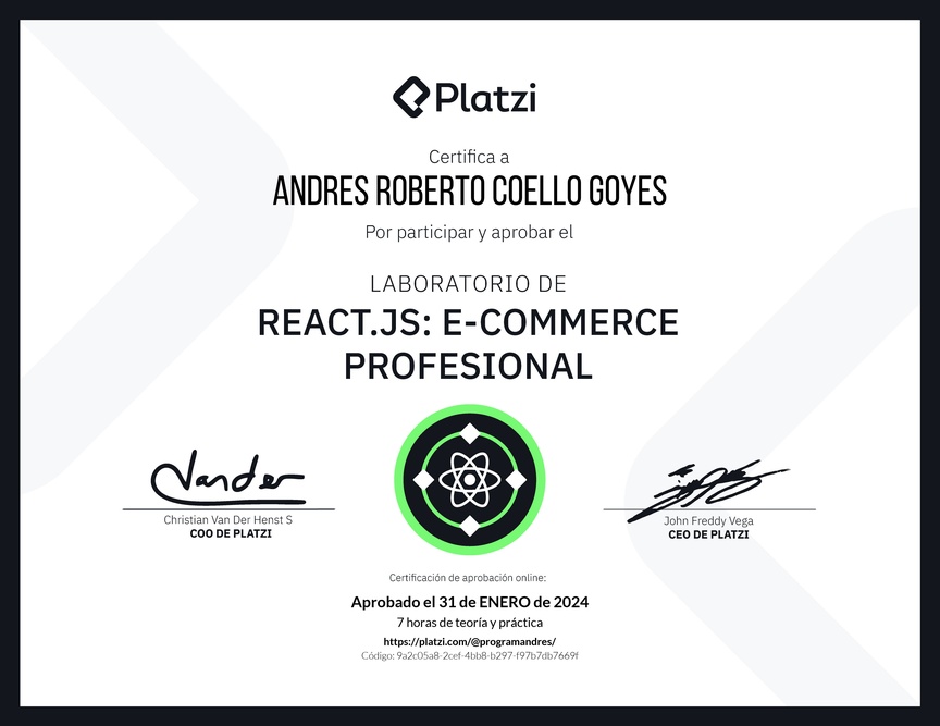 Diploma de Prueba Técnica: E-commerce Profesional con React.js