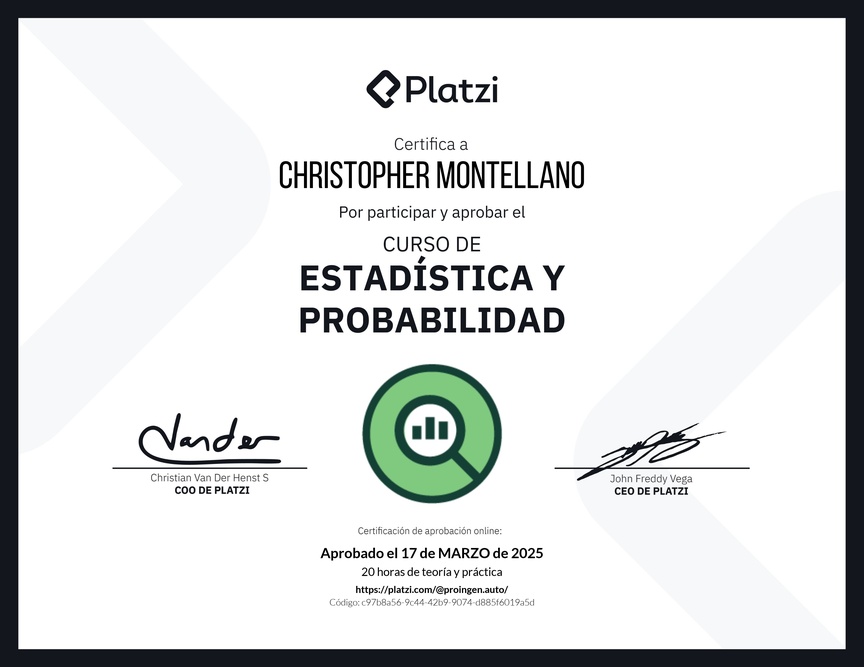Diploma del Curso de Estadística y Probabilidad