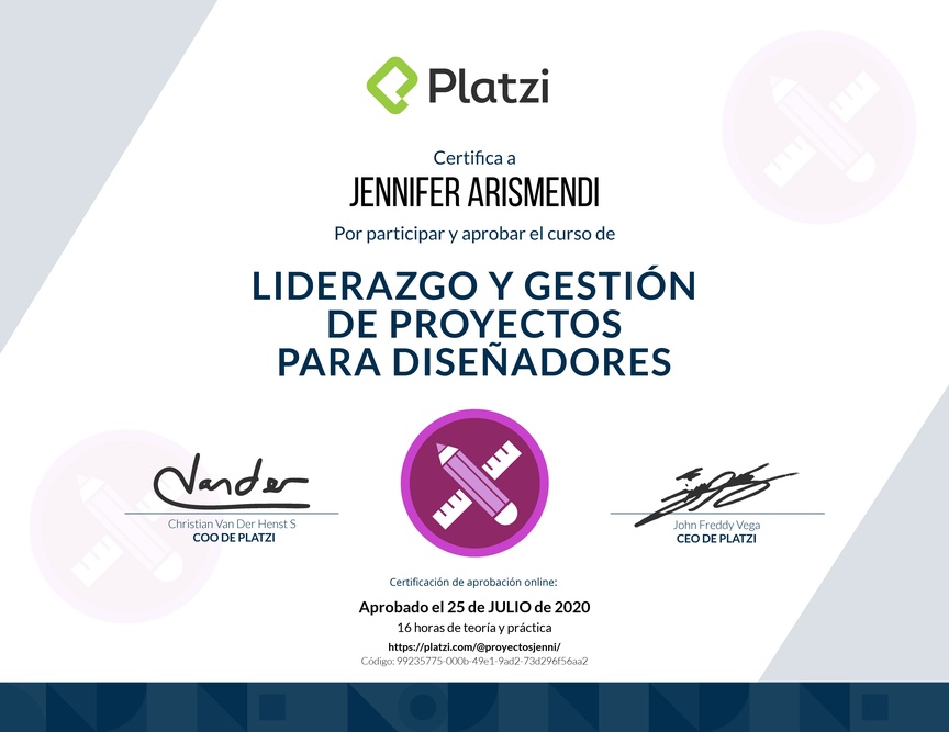 Diploma del Curso de Gestión y Liderazgo en Diseño