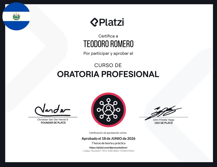 Diploma del Curso de Oratoria Profesional