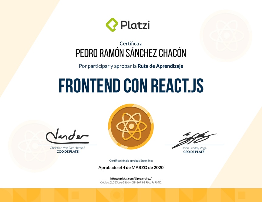 Diploma de la Ruta de Aprendizaje de Frontend a profundidad con React.js