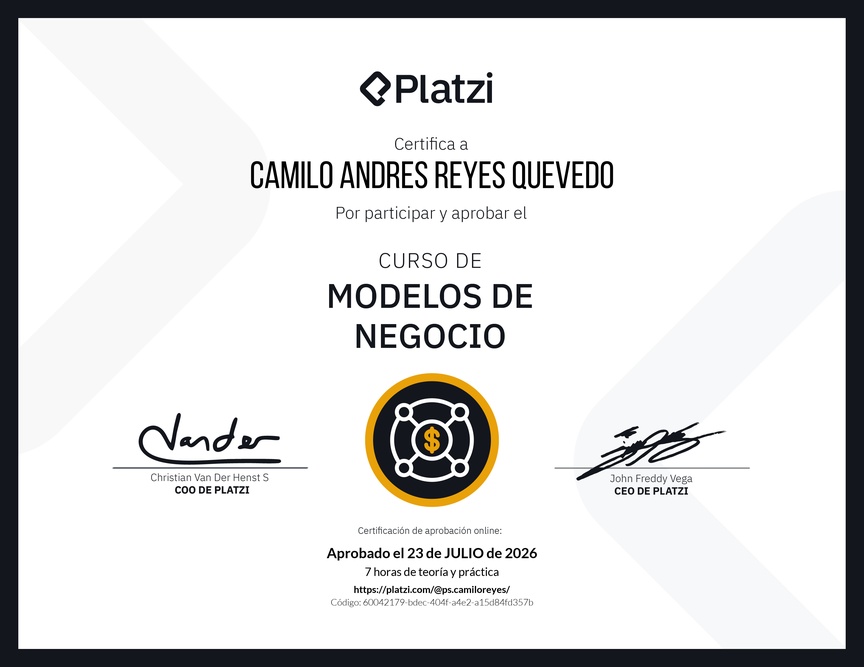 Diploma del Curso de Modelos de Negocio