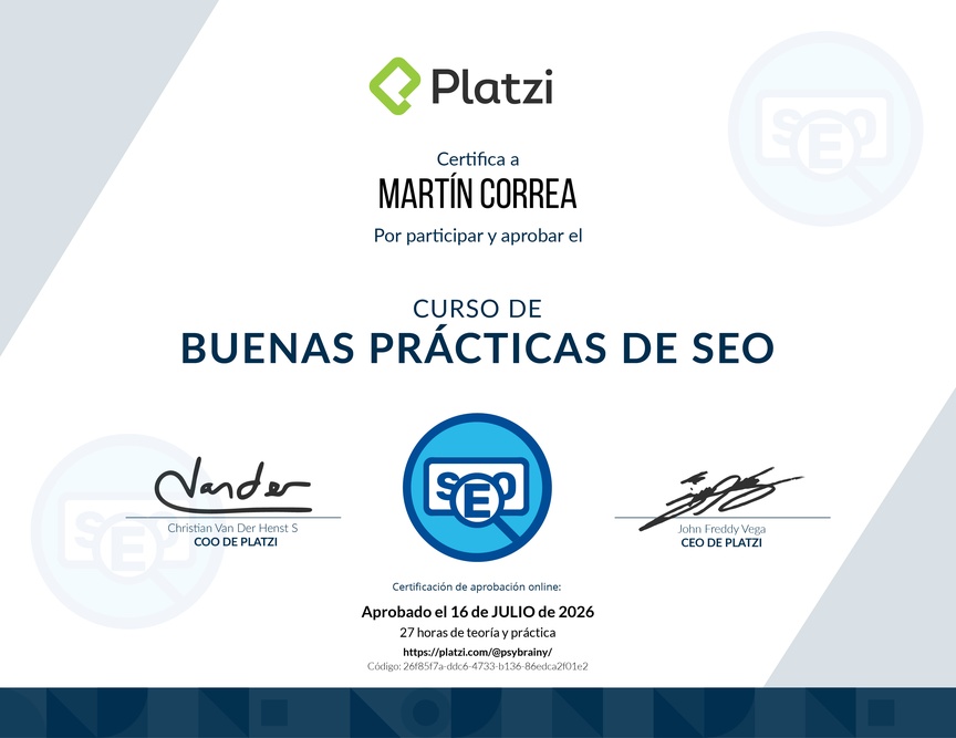 Diploma del Curso de Prácticas Efectivas para SEO