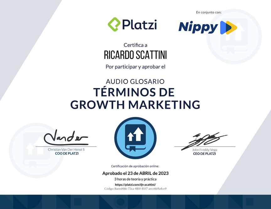 Diploma de Audioglosario: Aprende los Términos Básicos de Growth Marketing