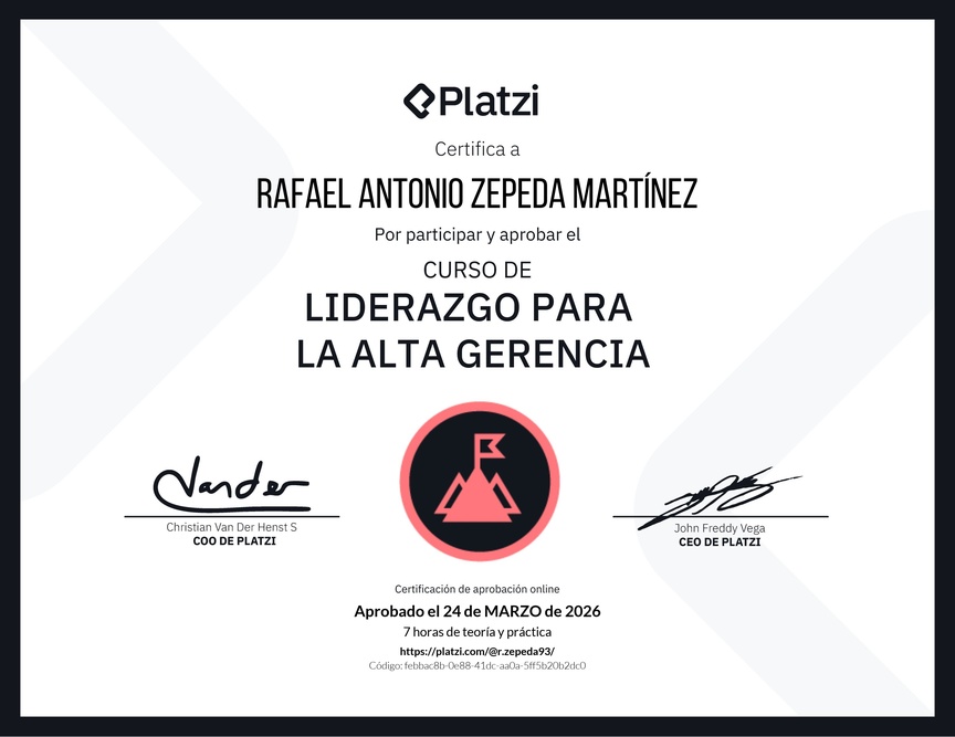 Diploma del Curso de Liderazgo para la Alta Gerencia