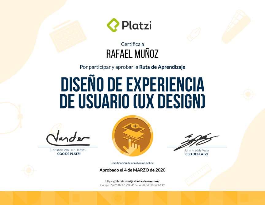 Diploma de la Ruta de Aprendizaje de Diseño de Experiencia de Usuario (UX Design)