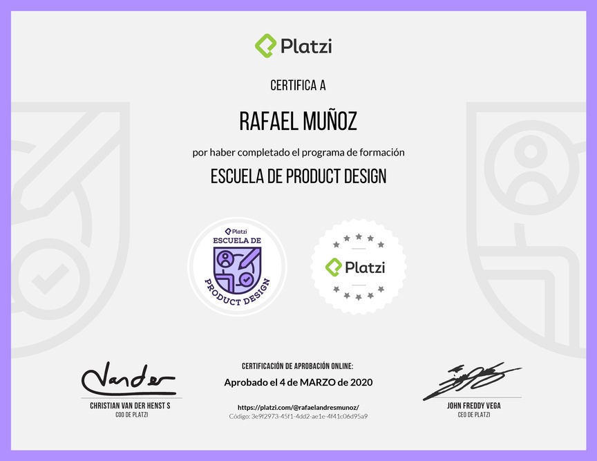 Diploma de la Ruta de Aprendizaje de Diseño de Producto