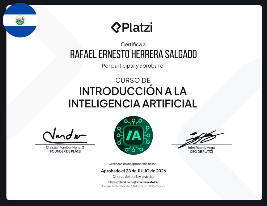 Diploma del Curso de Introducción a la Inteligencia Artificial