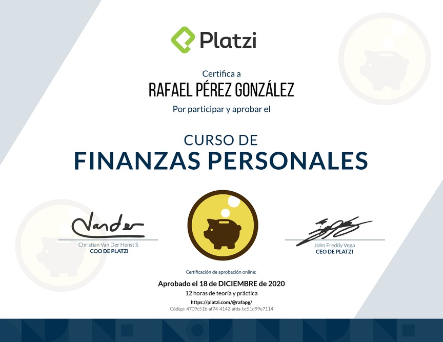 Diploma del Curso de Educación Financiera y Finanzas Personales