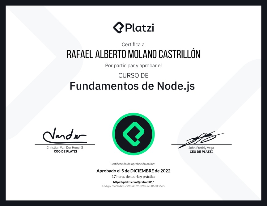 Diploma del Curso de Fundamentos de Node.js