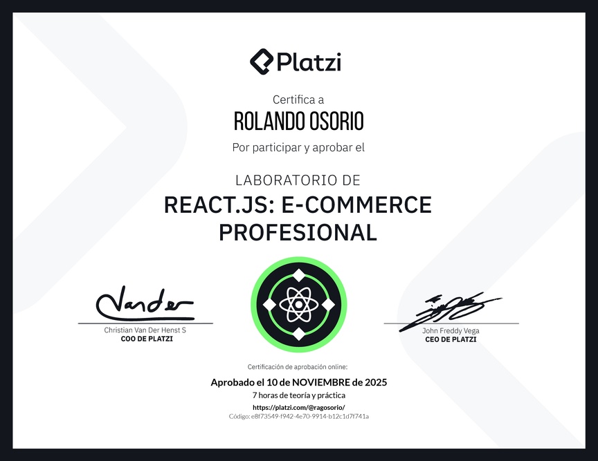 Diploma de Prueba Técnica: E-commerce Profesional con React.js
