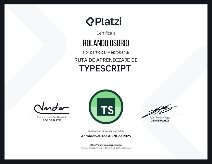 Diploma de la Ruta de Aprendizaje de TypeScript
