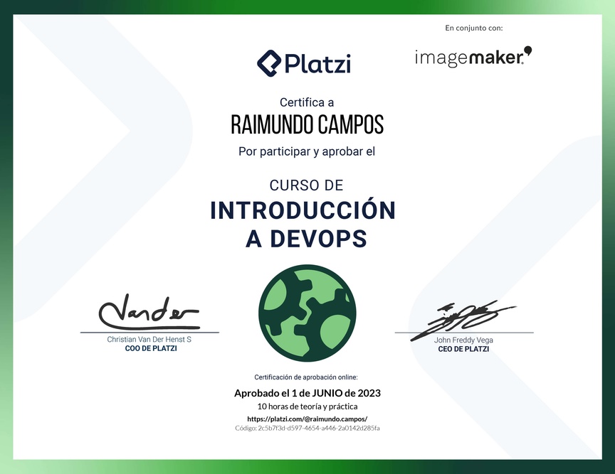 Diploma del Curso de Introducción a DevOps