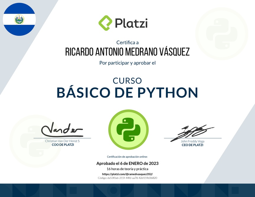 Diploma del Curso Básico de Python