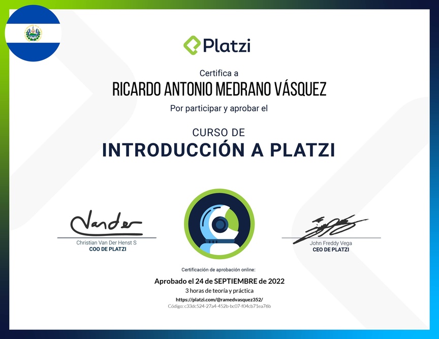 Diploma del Curso de Introducción a Platzi