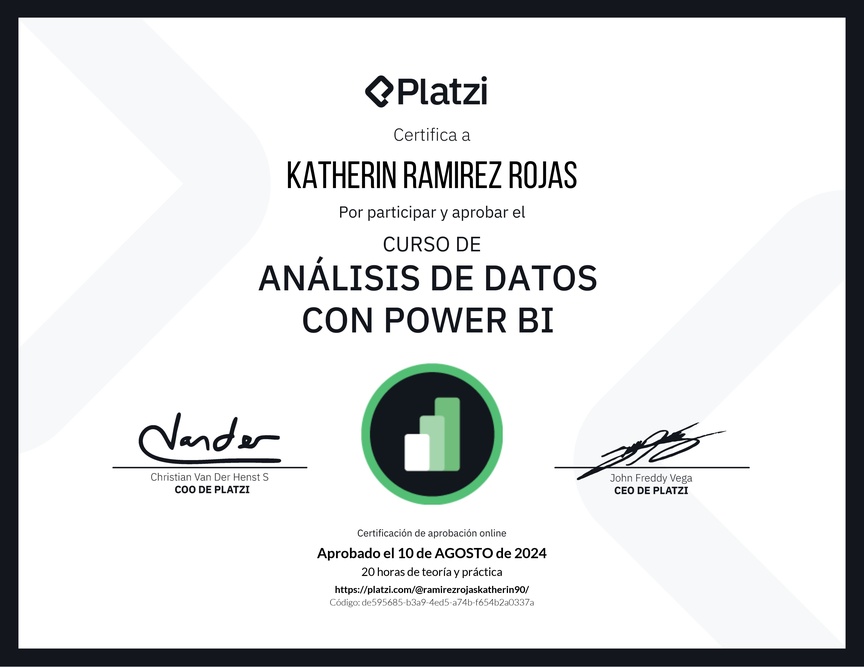 Diploma del Curso de Análisis de Datos con Power BI
