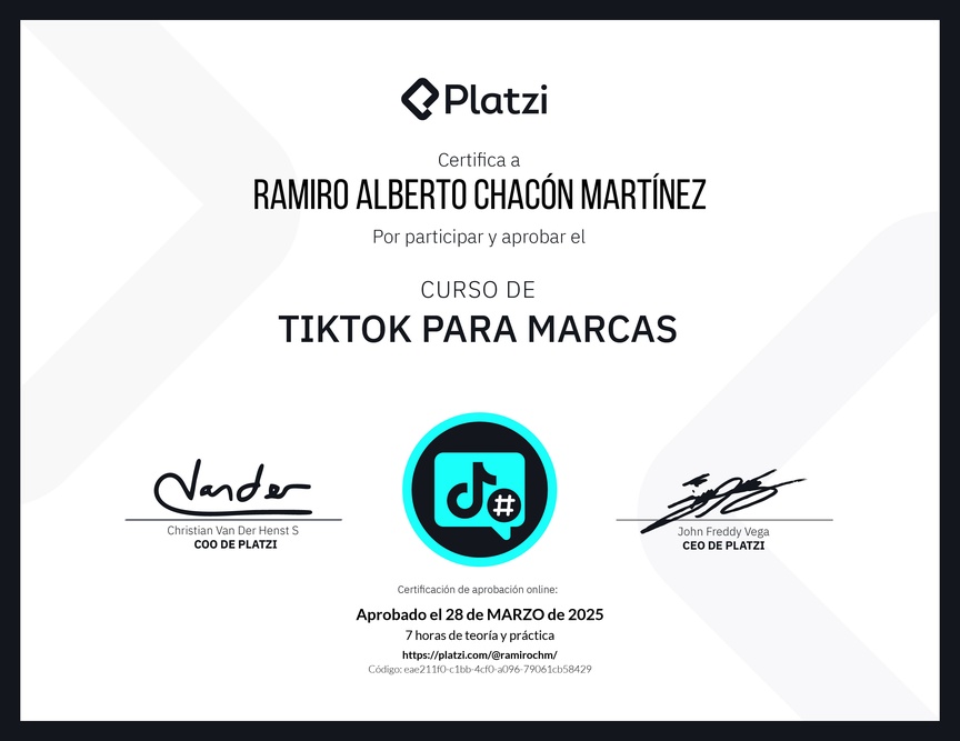 Diploma del Curso de Optimización de Estrategias de Marca en TikTok