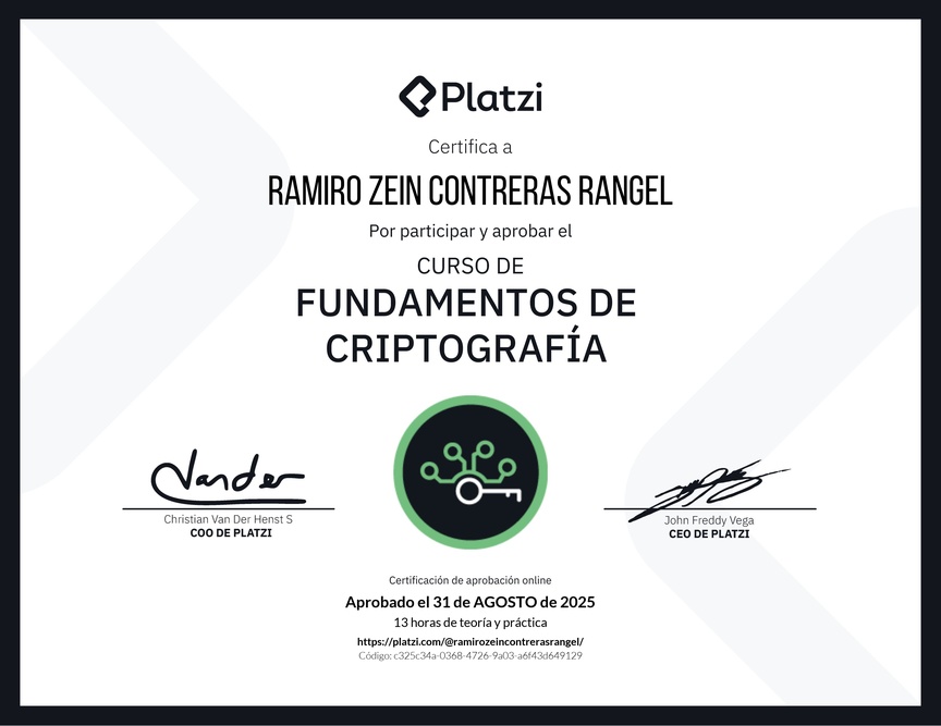Diploma del Curso de Fundamentos de Criptografía