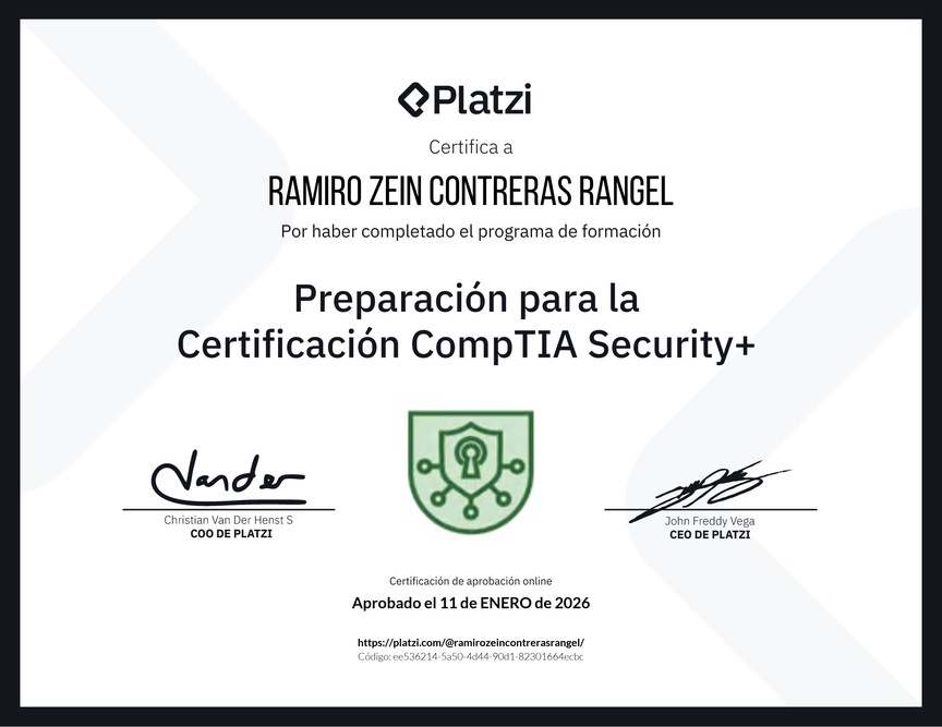 Diploma de la Ruta de Aprendizaje de Preparación para Certificación CompTIA Security+