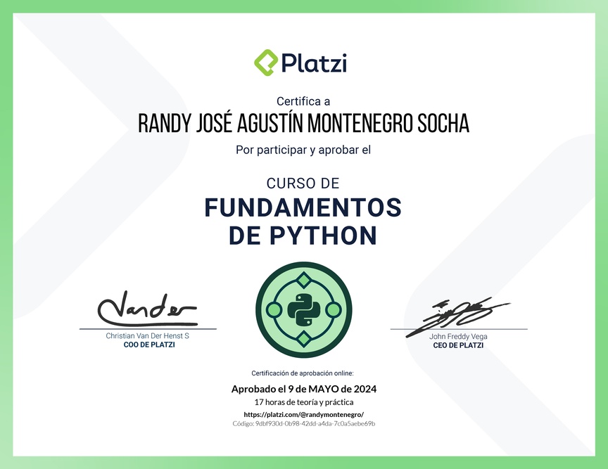 Diploma del Curso de Fundamentos de Python