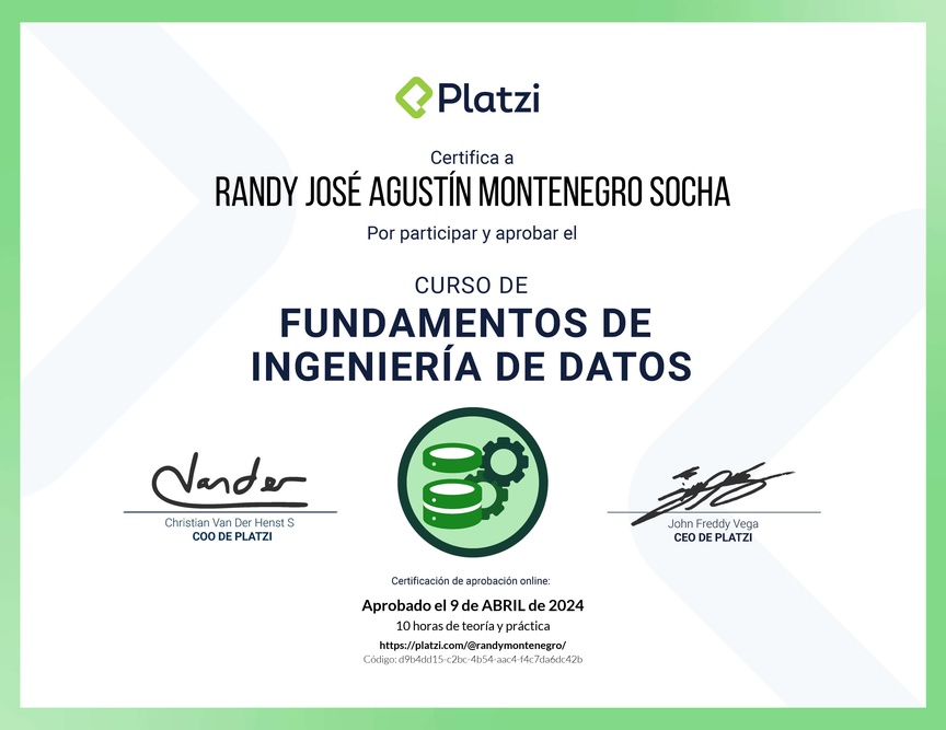 Diploma del Curso de Fundamentos de Ingeniería de Datos