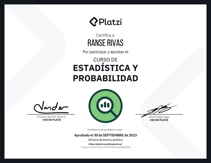Diploma del Curso de Estadística y Probabilidad